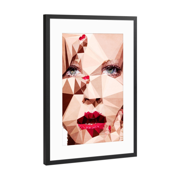 Poster mit Rahmen Schwarz (Metallic) "Oooooh My Gosh" artboxONE - Abstrakt,Menschen - Gesicht,Lippen,Frau,Nagellack,Nägel,Rote lippen,Roter mund,Sexy