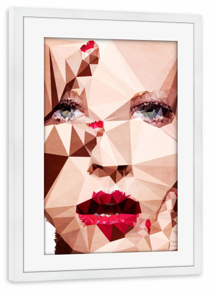 Poster mit Rahmen weiß "Oooooh My Gosh" artboxONE - Abstrakt,Menschen - Gesicht,Lippen,Frau,Nagellack,Nägel,Rote lippen,Roter mund,Sexy
