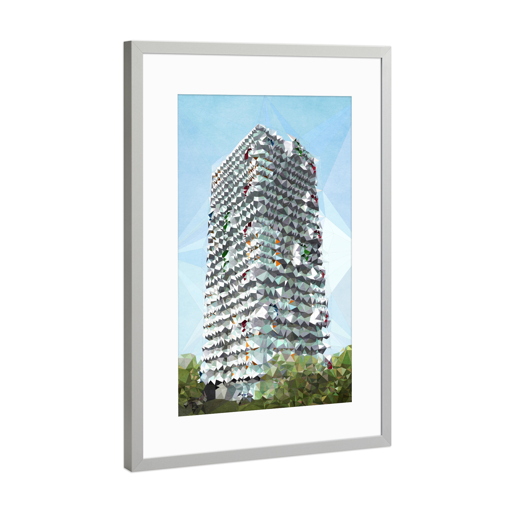 Poster mit Rahmen Silber "Marzahn im Sommer" artboxONE - Städte,Abstrakt - Hochhaus,Gebäude,Marzahn,Berlin,Plattenbau