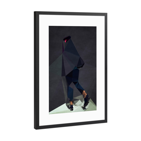 Poster mit Rahmen Schwarz (Metallic) "Schmidtchen" artboxONE - Abstrakt,Menschen - Schwarzer mann,Anzug,Weglaufen