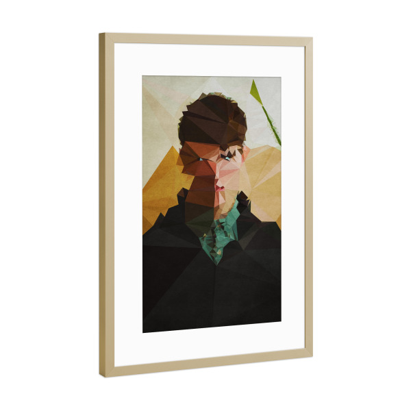 Poster mit Rahmen Gold "Grüner Zweig" artboxONE - Abstrakt,Menschen - Junge,Boy,Mann,Zweig,Ast