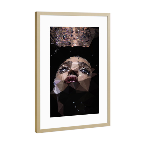 Poster mit Rahmen Gold "Drowning" artboxONE - Abstrakt,Menschen - Frau,Ertrinken,Ertrinken,Gesicht