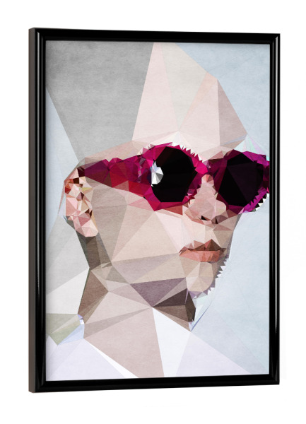 Poster mit schwarzem Rahmen "Glasses (Her)" artboxONE - Abstrakt,Menschen,Geometrie - Frau,Brille,Gläser,Sonnenbrille,Sonnenbrille,Albino,Weiß