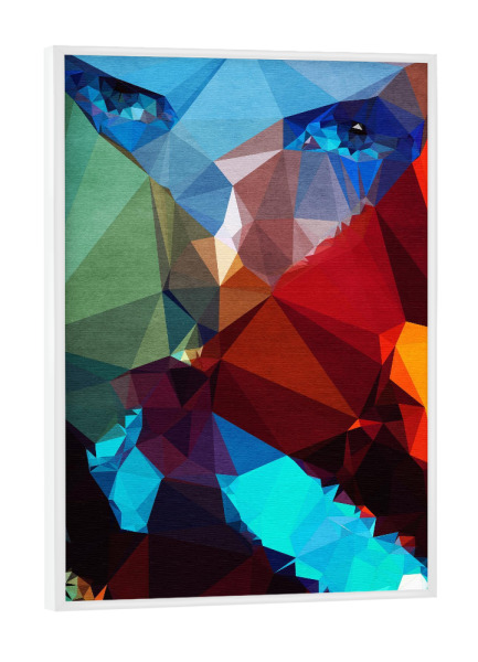 Poster mit weißem Rahmen "Blaue Rakete" artboxONE - Abstrakt,Menschen,Geometrie - Frau,Blick,Abstrakt,Kubismus,Verpixelt,Gesicht