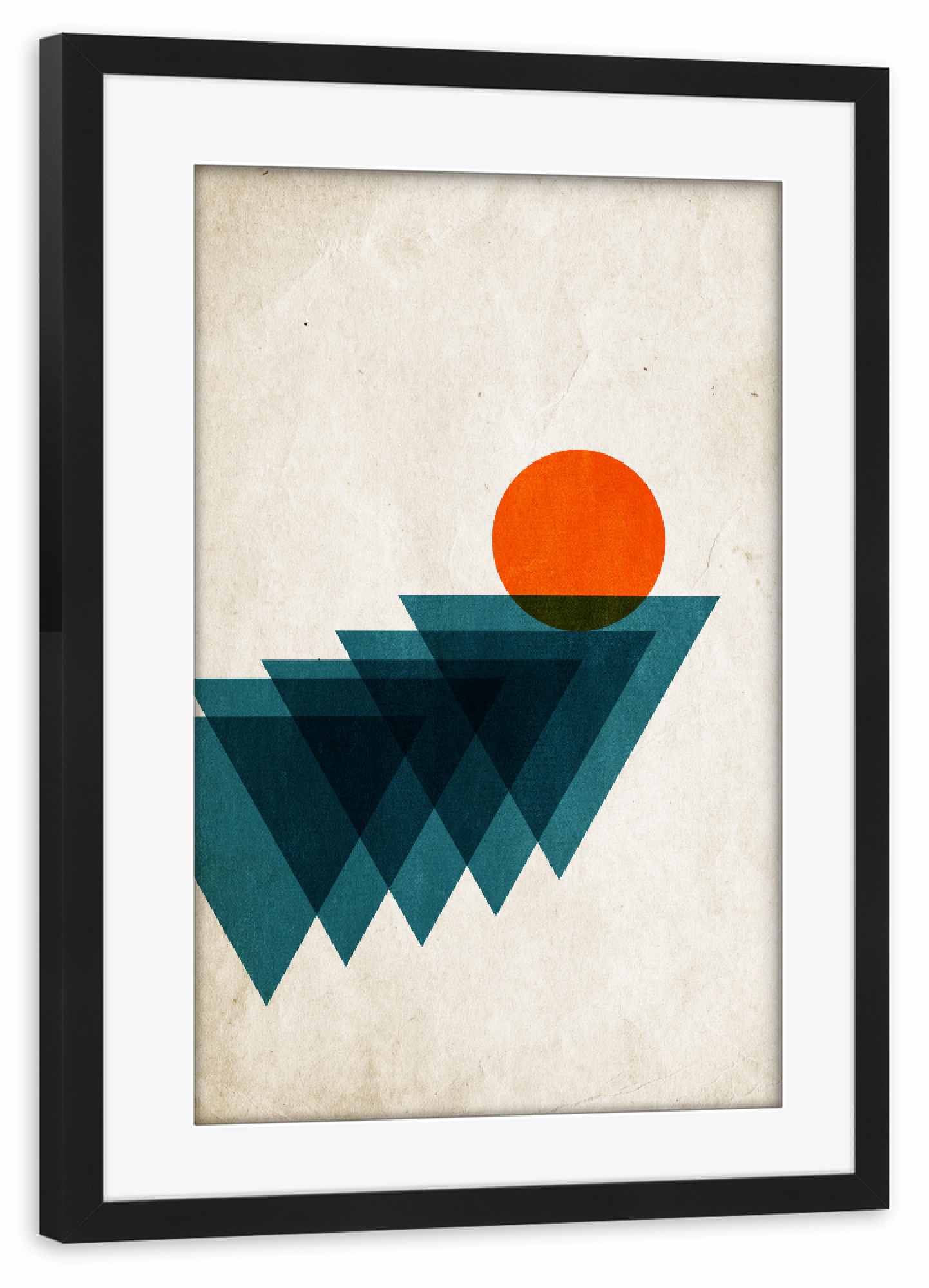 Poster mit Rahmen schwarz "Apfelsine" artboxONE - Abstrakt,Geometrie - Geometrisch,Dreiecke,Tannenbaum,Orange
