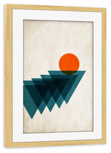 Poster mit Rahmen kiefer "Apfelsine" artboxONE - Abstrakt,Geometrie - Geometrisch,Dreiecke,Tannenbaum,Orange