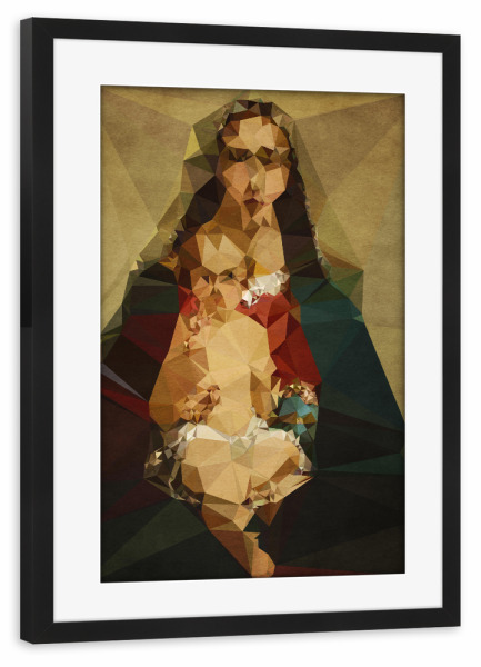 Poster mit Rahmen schwarz "Anonymous" artboxONE - Abstrakt,Menschen - Mutter gottes,Jesus,Jesuskind,Maria,Marienstatue,Marienfigur,Murmeln