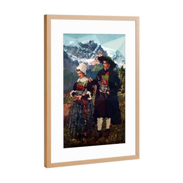 Poster mit Rahmen Kupfer "Alpenglühn" artboxONE - Abstrakt,Menschen - Heidi,Alpen,Berge,Heimat,Historisch,Bergspitze,Gipfel