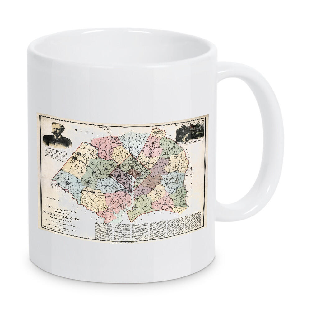 Tasse "Karte von Washington City" artboxONE - Kartografie - Karte,Retro,Jahrgang,Bildlich,Alt,Farbe,Weltkarte,Reise,Washington,Amerika