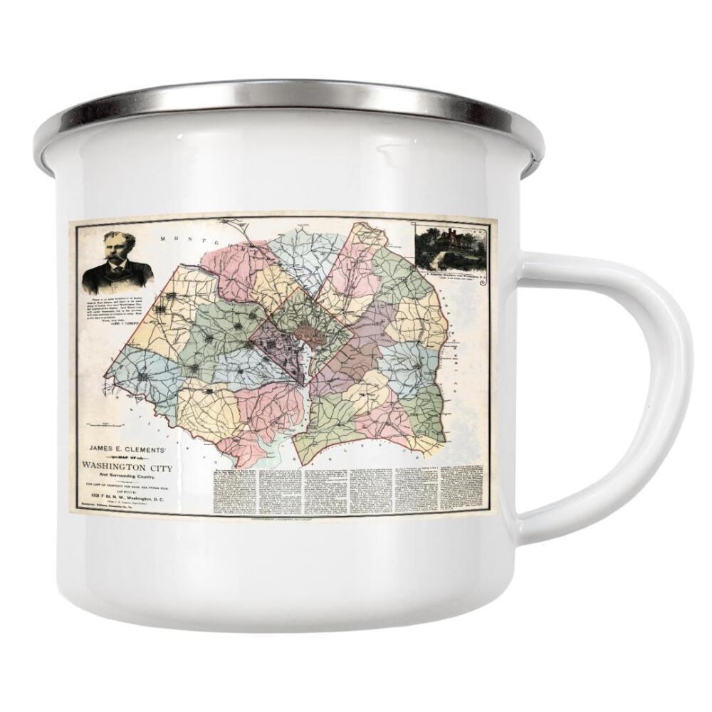 Emaille Tasse "Karte von Washington City" artboxONE - Kartografie - Karte,Retro,Jahrgang,Bildlich,Alt,Farbe,Weltkarte,Reise,Washington,Amerika