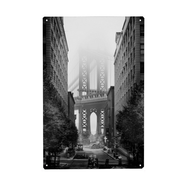 Holzbild "Manhattan Bridge" artboxONE - Städte,Städte / New York,Reise,Schwarzweiß,Architektur,Reise / Länder