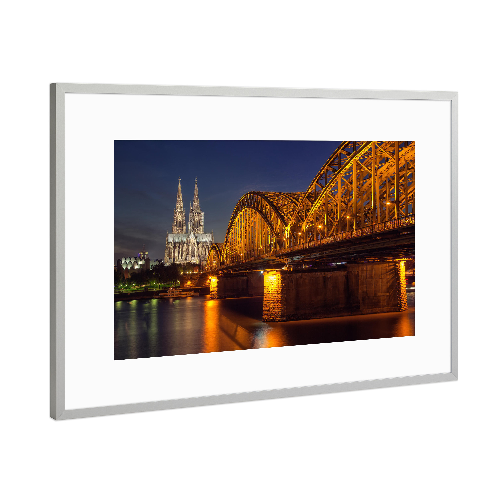 Poster mit Rahmen Silber "Köln 2" artboxONE - Städte,Reise,Architektur,Reise / Länder - Köln,Dom,Brücke,Deutschland,Nrw,Heimat,Rhein,Fluß
