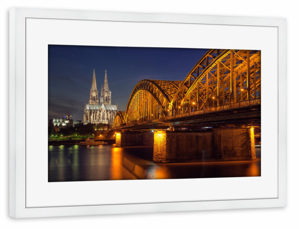 Poster mit Rahmen weiß "Köln 2" artboxONE - Städte,Reise,Architektur,Reise / Länder - Köln,Dom,Brücke,Deutschland,Nrw,Heimat,Rhein,Fluß