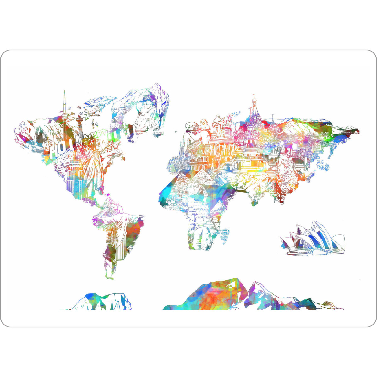 Tischset "World map landmarks collage" artboxONE - Abstrakt,Kartografie