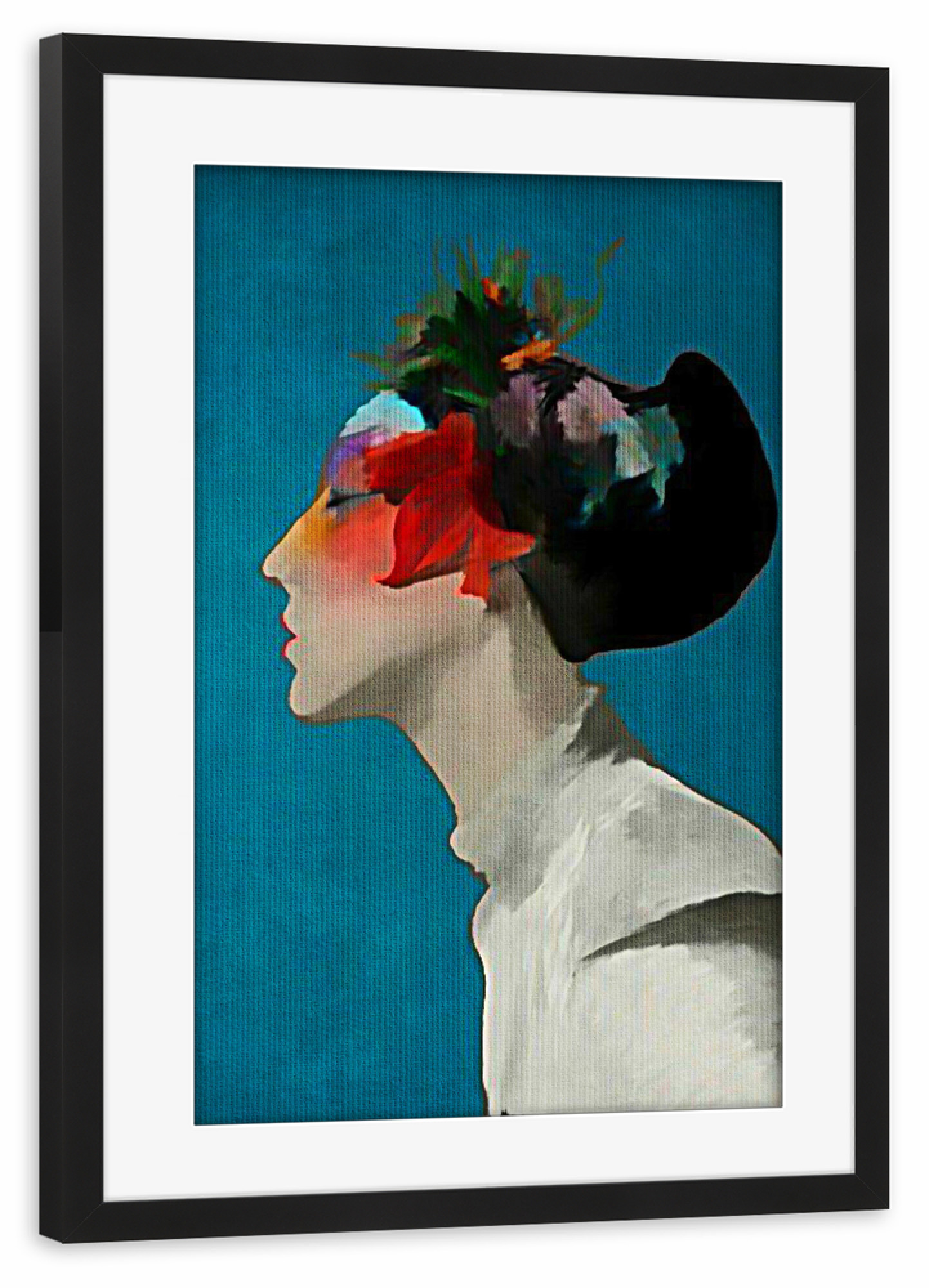 Poster mit Rahmen schwarz "Geisha Fairytales" artboxONE - Abstrakt,Menschen,Fiktion - Asia,Geisha,Watercolor,Brush,Texture