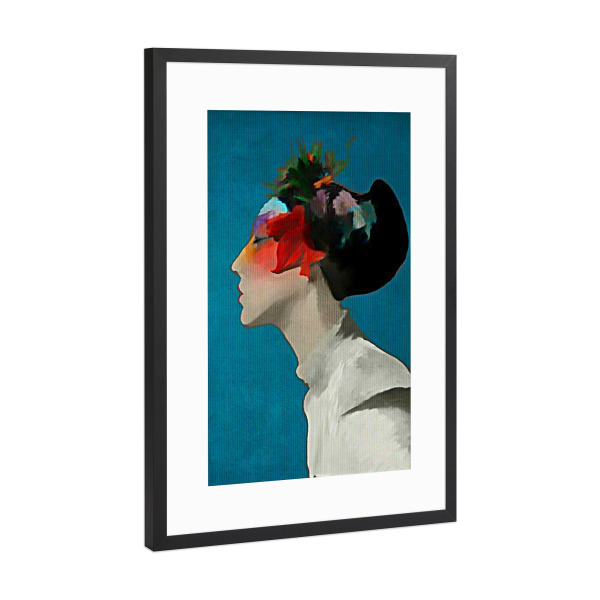 Poster mit Rahmen Schwarz (Metallic) "Geisha Fairytales" artboxONE - Abstrakt,Menschen,Fiktion - Asia,Geisha,Watercolor,Brush,Texture