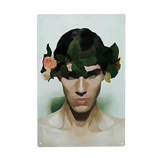 Metall Poster "Flower Power" artboxONE - Floral,Abstrakt,Menschen,Geometrie - Porträt,Blumen,Beschaffenheit - Blechschild