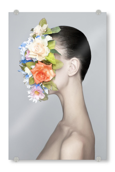 Acrylglasbild "Flower Girl" artboxONE - Floral,Menschen - Frau,Blumen,Gesicht,Seite,Porträt,Mode
