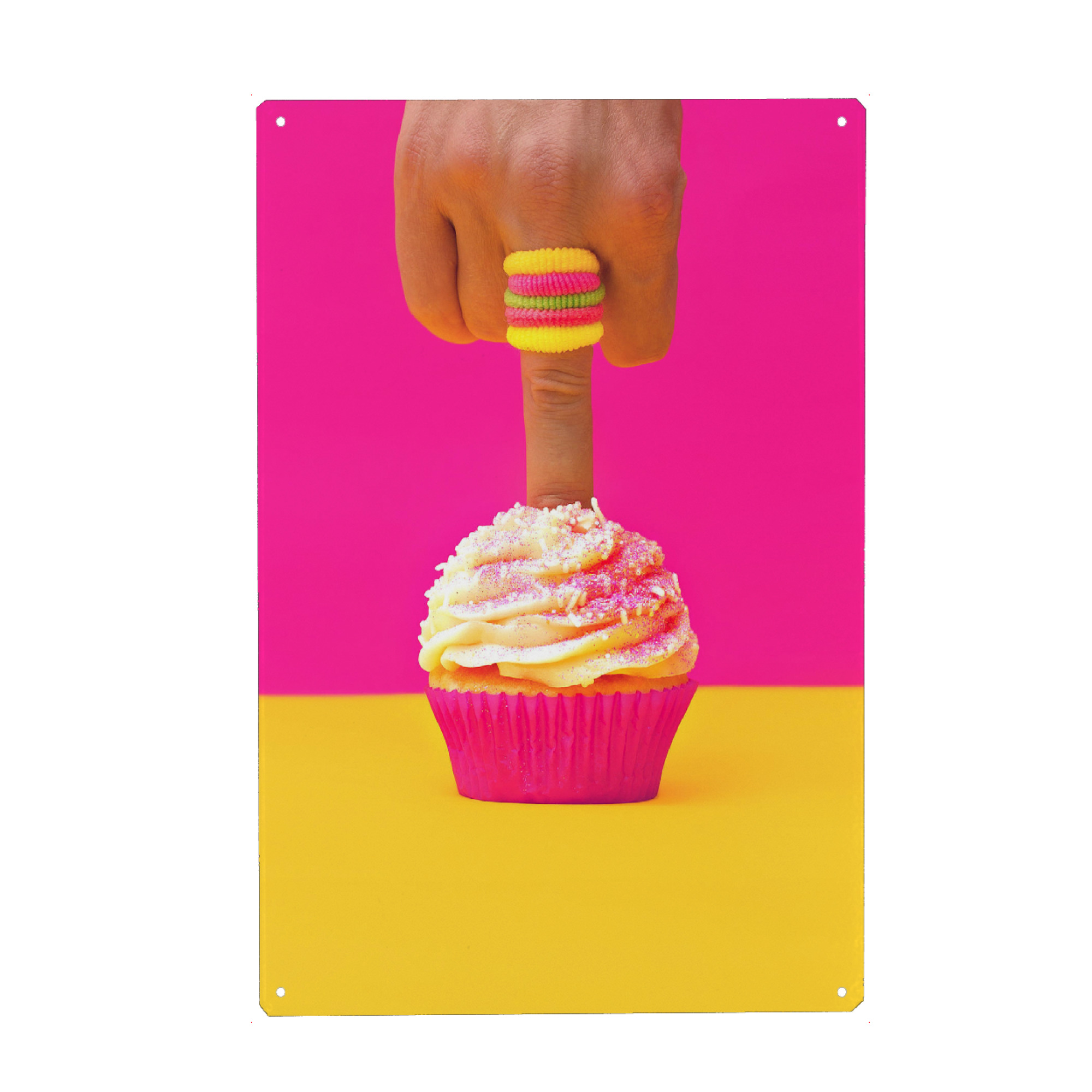 Holzbild "Fingercake" artboxONE - Essen & Trinken - Mittelfinger,Kleiner kuchen,Kuchen
