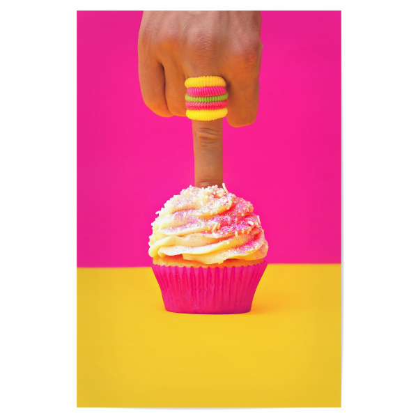 Poster 30x20 cm "Fingercake" artboxONE - Essen & Trinken - Mittelfinger,Kleiner kuchen,Kuchen