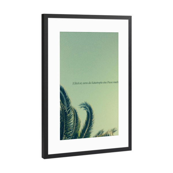 Poster mit Rahmen Schwarz (Metallic) "Definition von Glück" artboxONE - Typografie,Floral - Motivation,Palmen,Urlaub,Himmel