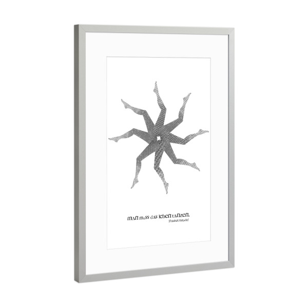 Poster mit Rahmen Silber "Das Leben muss tanzen" artboxONE - Typografie,Abstrakt,Schwarzweiß,Geometrie