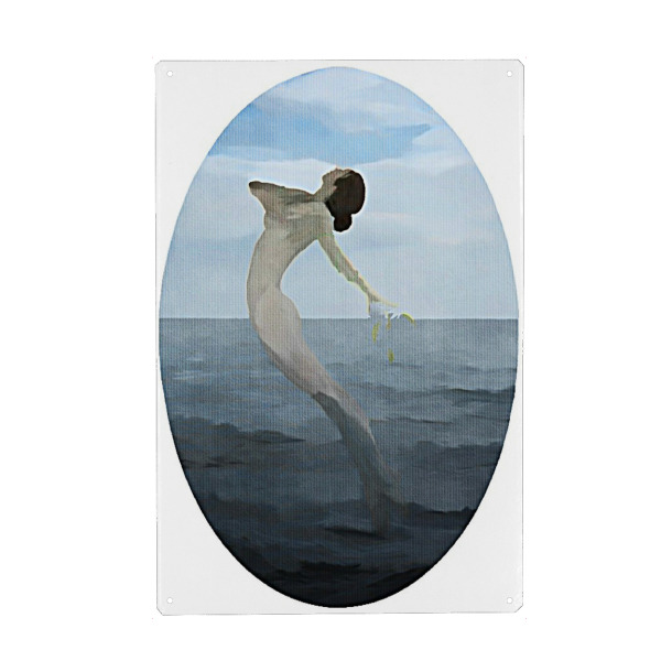 Holzbild "Dancing Mermaid" artboxONE - Abstrakt,Geometrie,Unterwasser - Wasser,Frau,Schwimmen,Meer,Kreis,Entsprungen