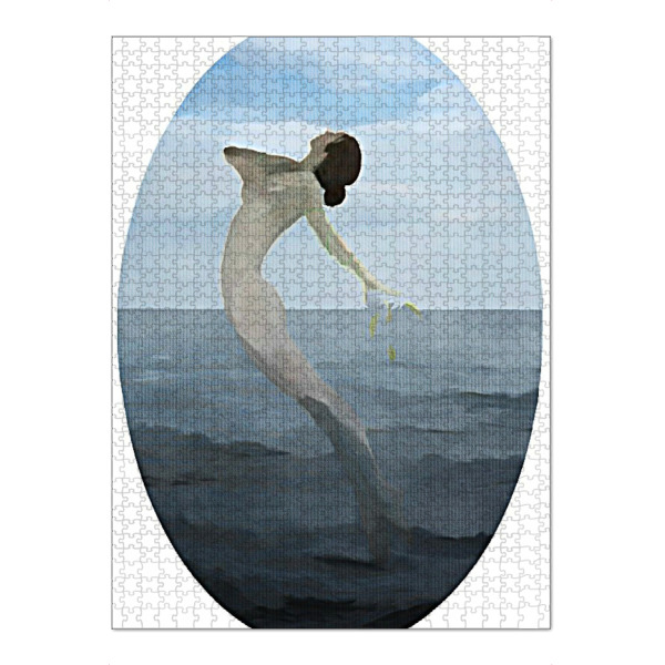 Puzzle Ravensburger "Dancing Mermaid" artboxONE - Abstrakt,Geometrie,Unterwasser - Wasser,Frau,Schwimmen,Meer,Kreis,Entsprungen - Bild Wasser