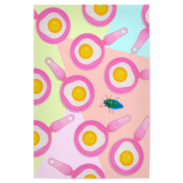 Poster "Cuckoo Eggs" artboxONE - Essen & Trinken,Abstrakt,Geometrie - Eier,Käfer,Pastell,Serenity,Rosegold,Essen