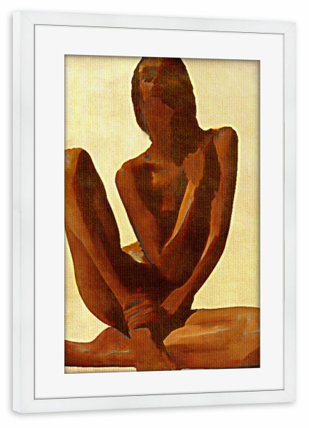Poster mit Rahmen weiß "Bronze Beauty" artboxONE - Abstrakt,Geometrie - Bronze,Gold,Figur,Denkmal,Schönheit