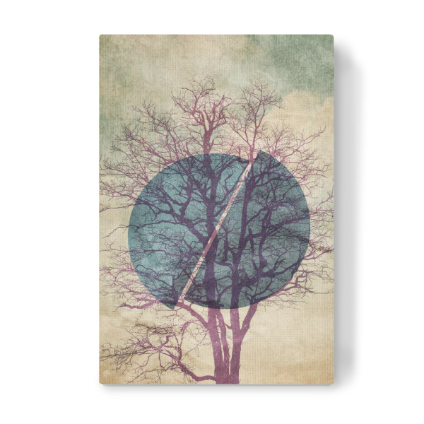 Leinwandbild "Broken Moon" artboxONE - Abstrakt,Geometrie - Baum,Mond,äste,Sonnenuntergang