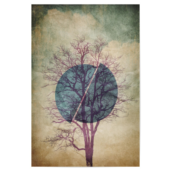 Poster "Broken Moon" artboxONE - Abstrakt,Geometrie - Baum,Mond,äste,Sonnenuntergang