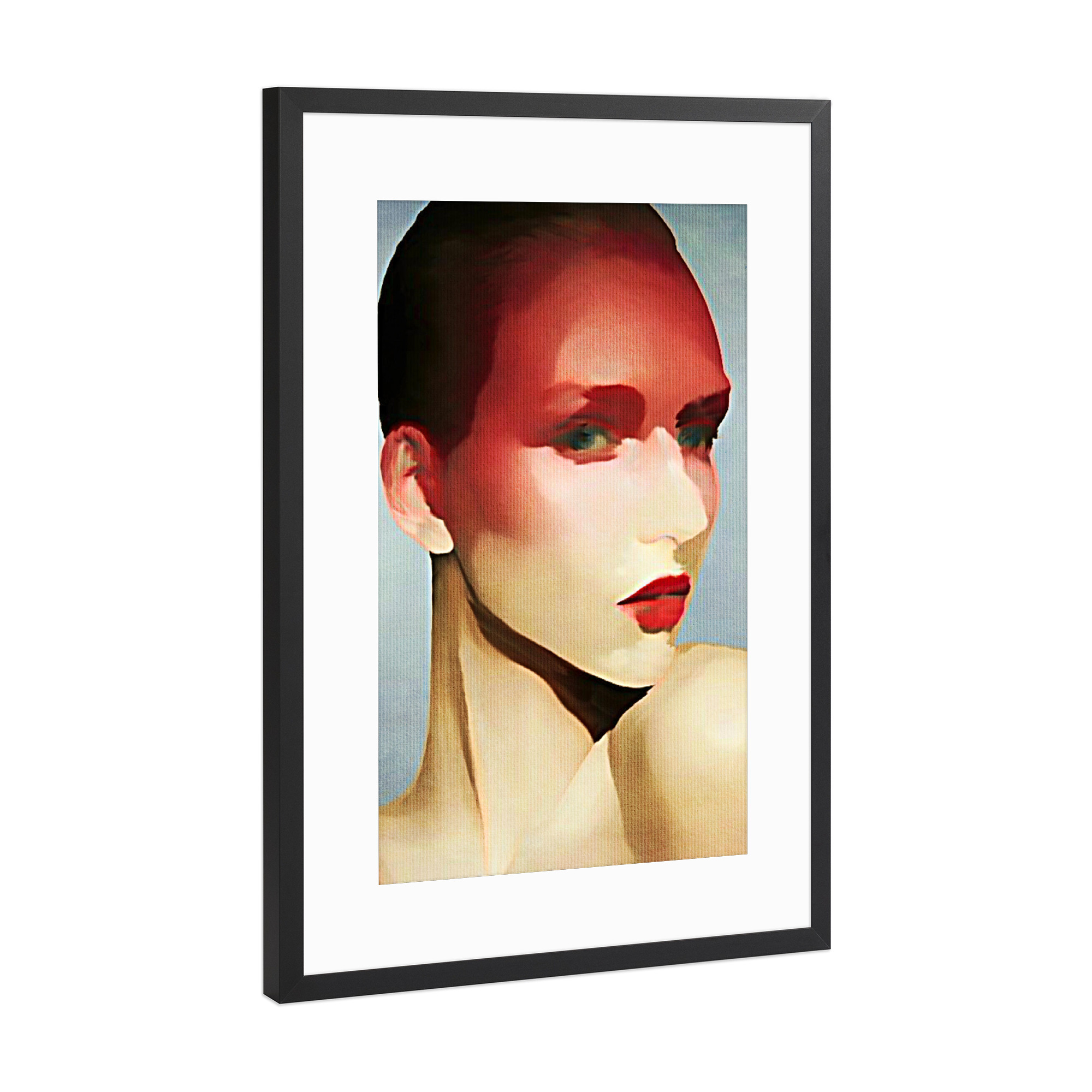 Poster mit Rahmen Schwarz (Metallic) "Blushed" artboxONE - Abstrakt,Geometrie,Fashion - Schönheit,Gesicht,Make-up,Lippen,Fäule