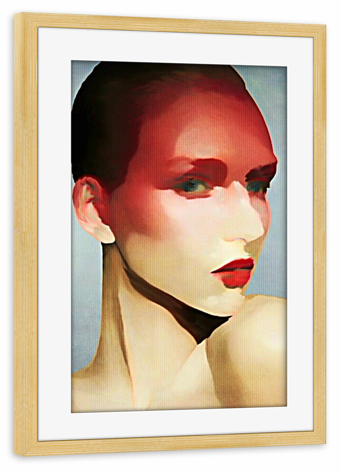 Poster mit Rahmen kiefer "Blushed" artboxONE - Abstrakt,Geometrie,Fashion - Schönheit,Gesicht,Make-up,Lippen,Fäule