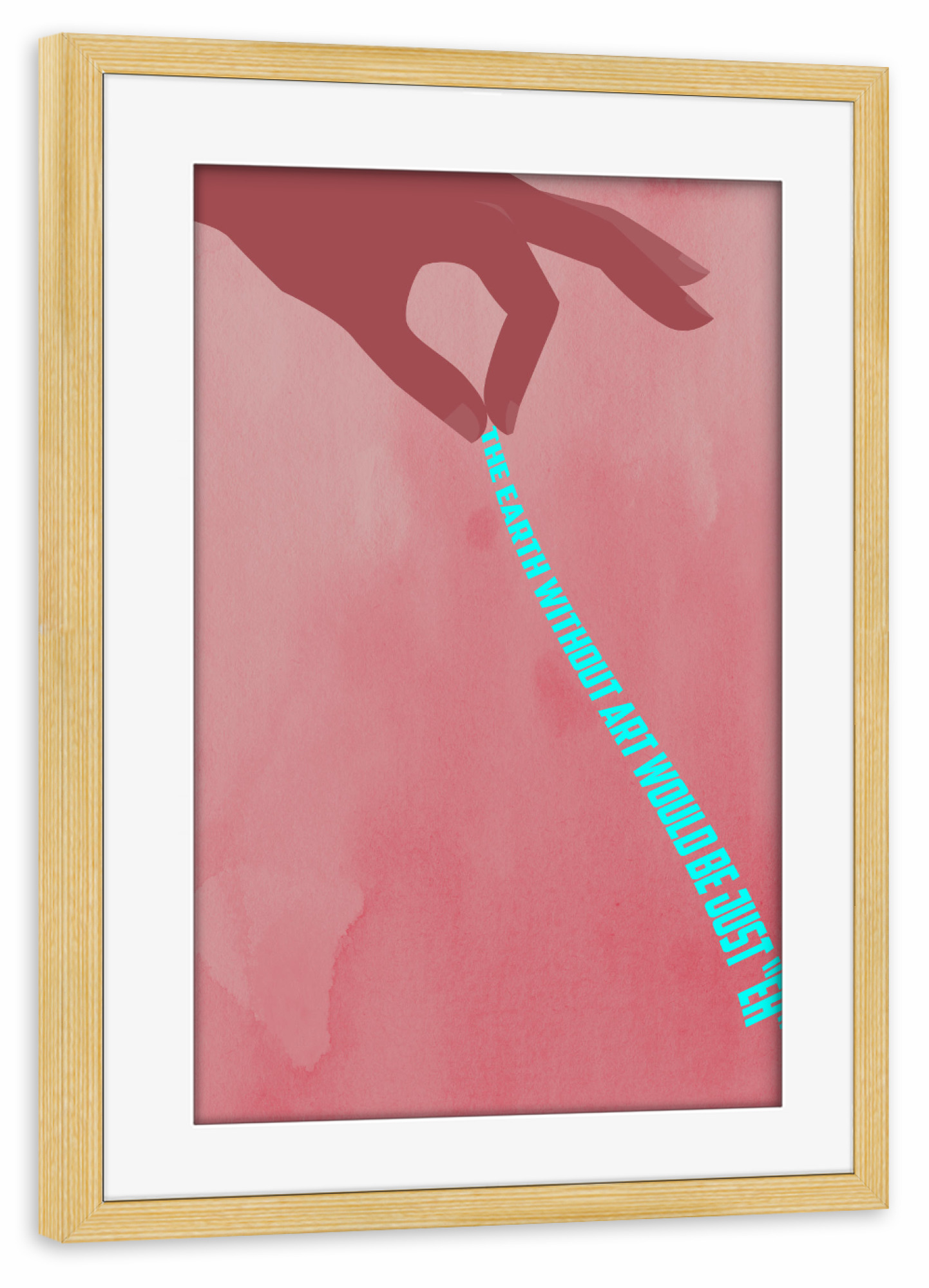 Poster mit Rahmen kiefer "Art is Beautiful" artboxONE - Abstrakt,Geometrie - Hand,Art,Kunst,Türkis,Texture,Pattern