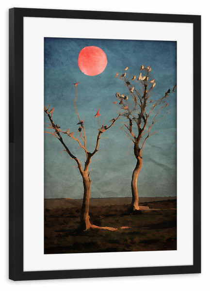 Poster mit Rahmen schwarz "1001 Moons" artboxONE - Abstrakt,Geometrie