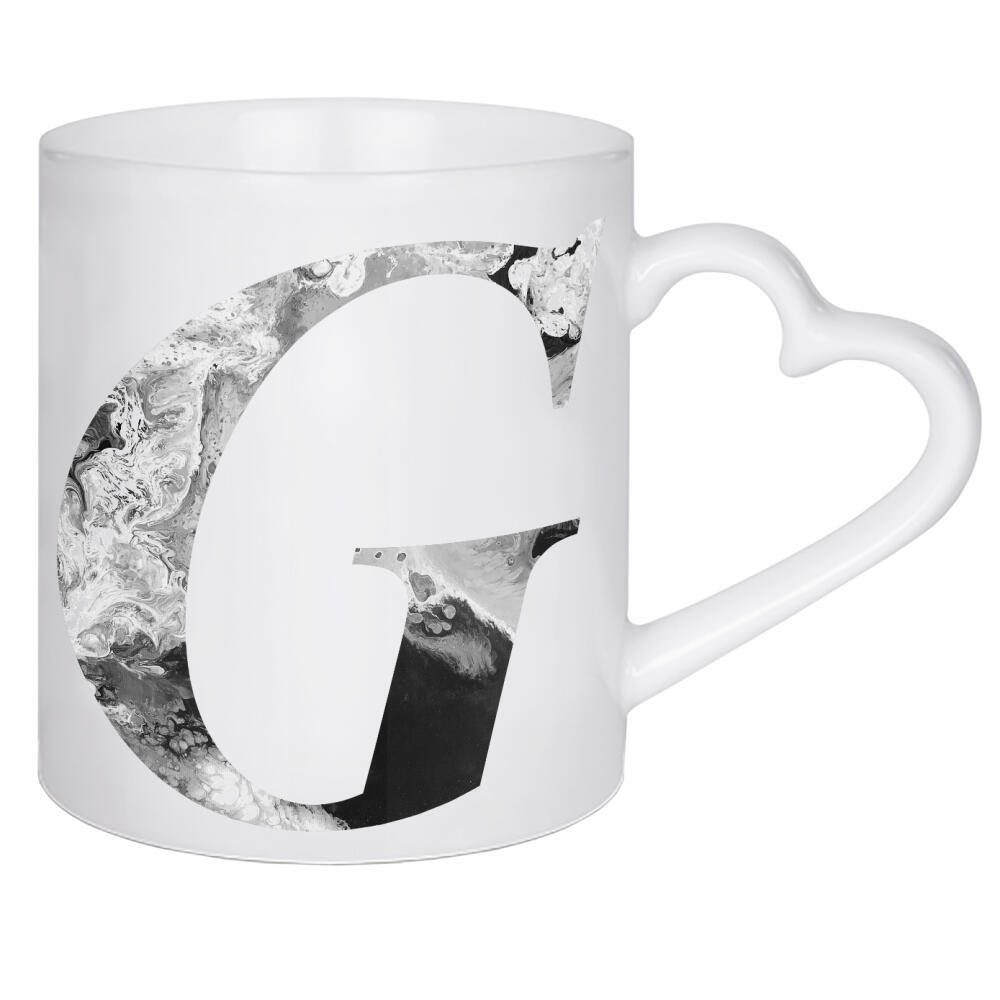 Herztasse "Buchstabe Alphabet G" artboxONE - Typografie,Schwarzweiß,Buchstaben,Buchstaben / G