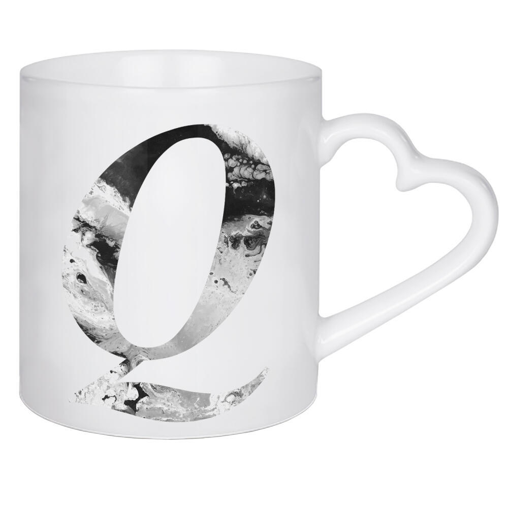 Herztasse "Buchstabe Alphabet Q" artboxONE - Typografie,Schwarzweiß,Buchstaben,Buchstaben / Q
