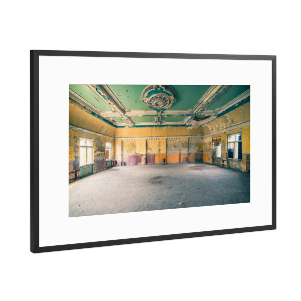 Poster mit Rahmen Schwarz (Metallic) "Grün trifft auf Gelb" artboxONE - Architektur,Stillleben