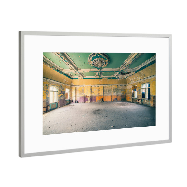 Poster mit Rahmen Silber "Grün trifft auf Gelb" artboxONE - Architektur,Stillleben