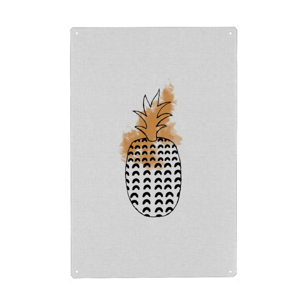 Metall Poster "Pineapple & Pattern" artboxONE - Essen & Trinken,Abstrakt,Geometrie,Essen & Trinken / Obst & Gemüse