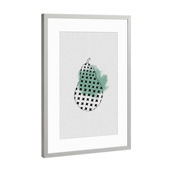 Poster mit Rahmen Silber "Pear & Pattern" artboxONE - Natur,Essen & Trinken,Abstrakt,Geometrie,Essen & Trinken / Obst & Gemüse