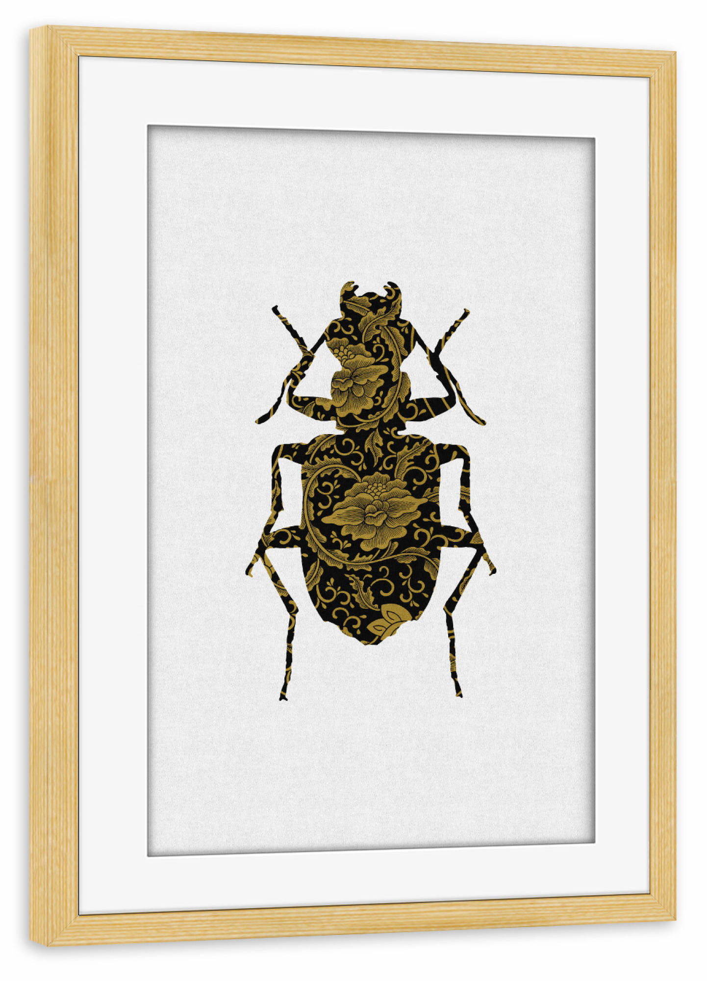 Poster mit Rahmen kiefer "Gold Beetle I" artboxONE - Natur,Floral,Tiere,Abstrakt