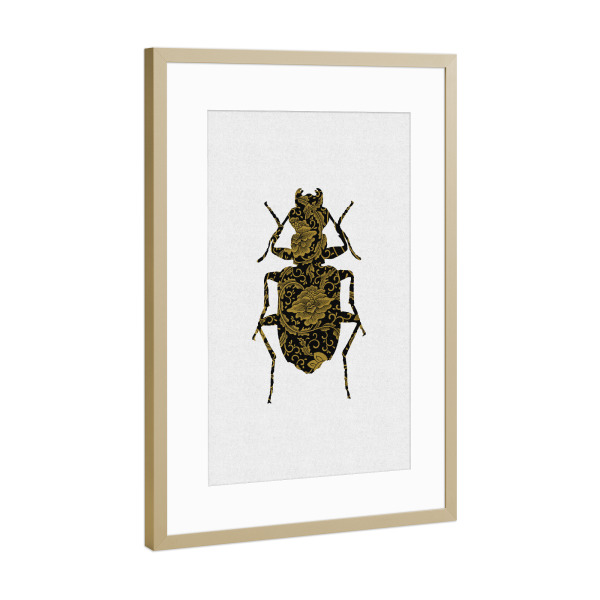 Poster mit Rahmen Gold "Gold Beetle I" artboxONE - Natur,Floral,Tiere,Abstrakt