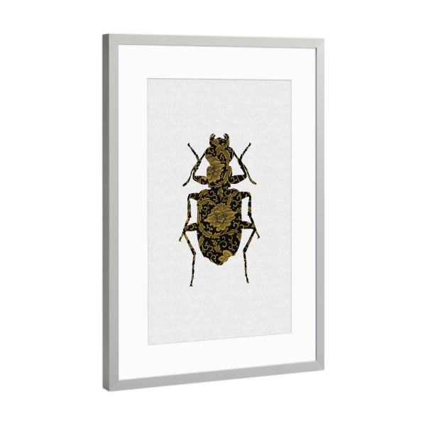 Poster mit Rahmen Silber "Gold Beetle I" artboxONE - Natur,Floral,Tiere,Abstrakt