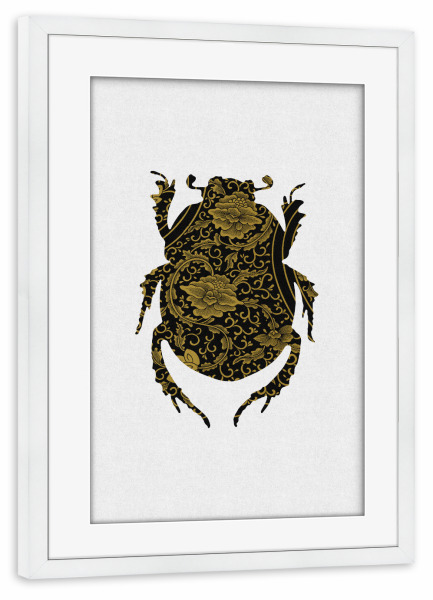 Poster mit Rahmen weiß "Gold Beetle IV" artboxONE - Natur,Floral,Tiere,Abstrakt