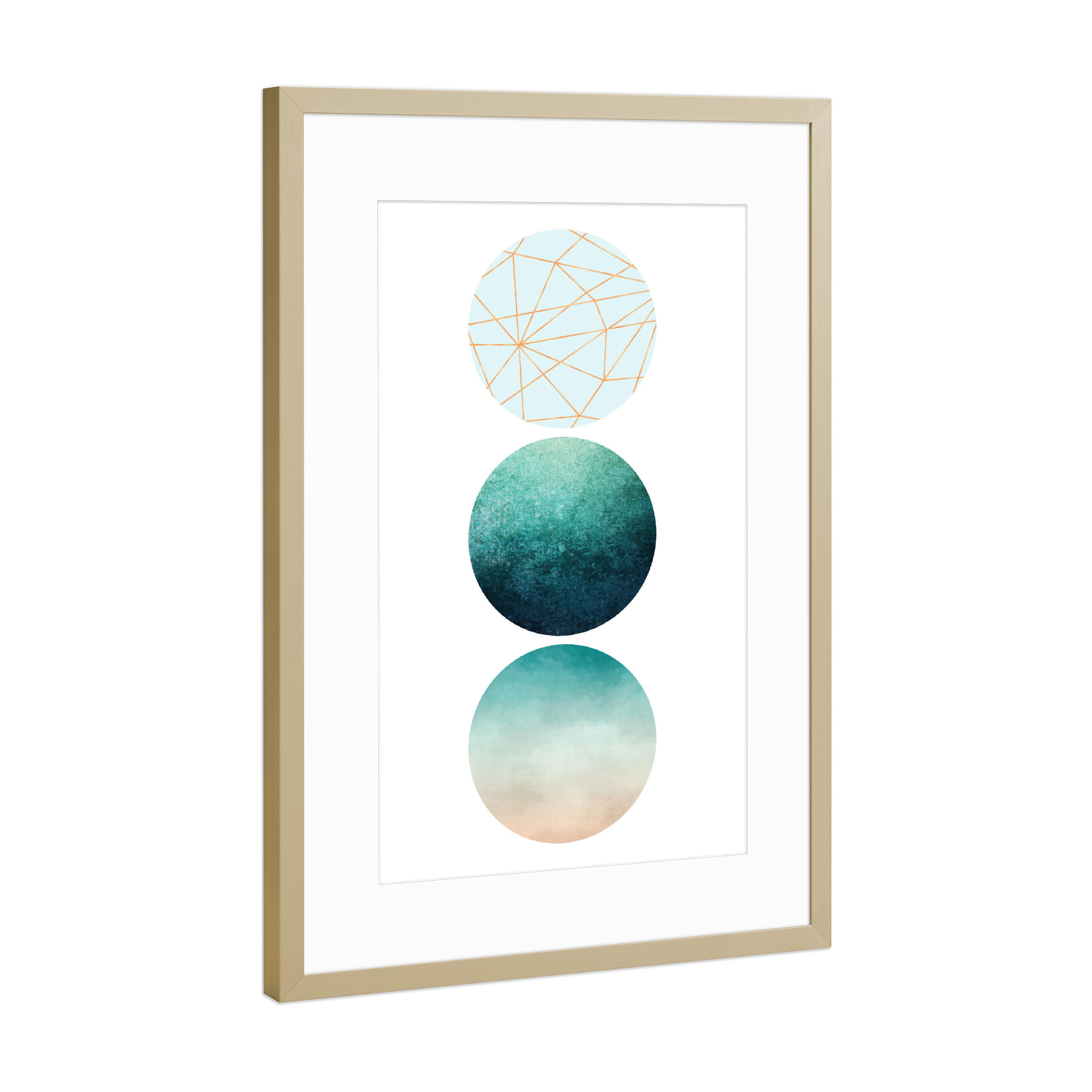 Poster mit Rahmen Gold "Geo Circles" artboxONE - Geometrie - Geometric,Geometrical,Geo,Minimalist,Minimalism,Scandinavian