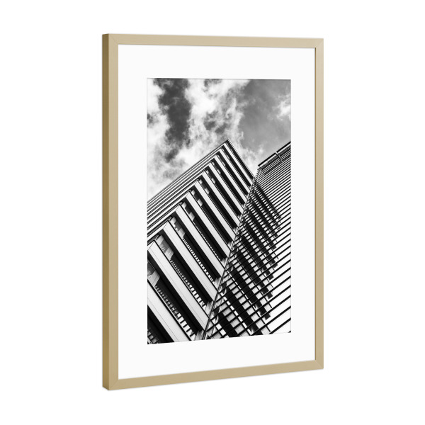 Poster mit Rahmen Gold "Rheinauhafen I" artboxONE - Städte,Schwarzweiß - Köln,Rheinauhafen,Cologne,Architektur,Schwarz-weiß