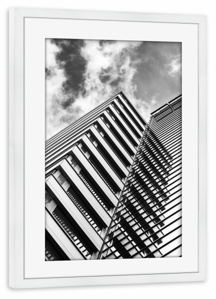 Poster mit Rahmen weiß "Rheinauhafen I" artboxONE - Städte,Schwarzweiß - Köln,Rheinauhafen,Cologne,Architektur,Schwarz-weiß