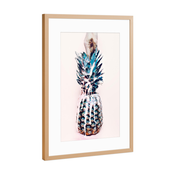 Poster mit Rahmen Kupfer "Juicy Pineapple" artboxONE - Essen & Trinken,Essen & Trinken - Ananas,Süß,Essen,Küche,Obst,Früchte,Exotisch